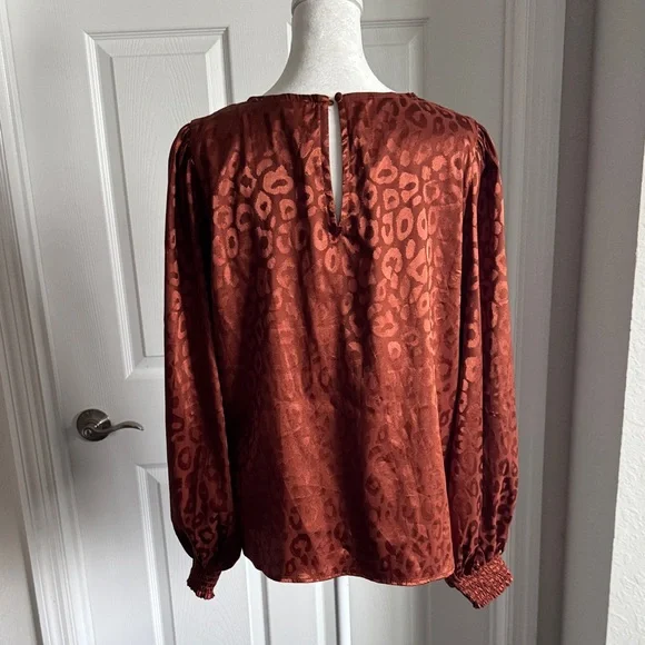 Jealous Tomato Rust Animal Print Blouse - Picture 6 of 14